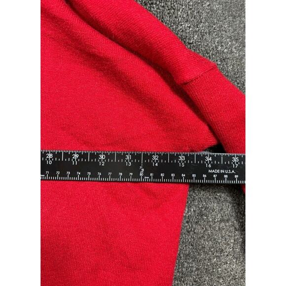 Chico's Tunic Sweater Womens Size L/XL Red Dollman Sleeve Crochet Trim Oversized - Picture 6 of 6